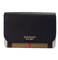 Burberry Hampshire Small House Check Canvas Black Derby Leather Crossbody Bag - 63046 - thumbnail