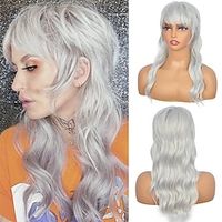 Long Grey Mullet Wig for Women with Bangs 90s 80s Wigs Natural Looking Synthetic Wig With Bangs for Women Emo Wig (Grey) miniinthebox Long Grey Mullet Wig for Women with Bangs 90s 80s Wigs Natural Looking Synthetic Wig With Bangs for Women Emo Wig (Grey) miniinthebox