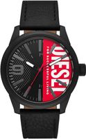 Diesel Rasp NSBB Three-Hand Black Leather Watch - DZ2180