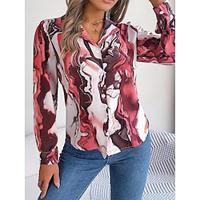 Women's Shirt Blouse Graphic Abstract Casual Button Print Yellow Long Sleeve Fashion Shirt Collar Spring Fall Lightinthebox