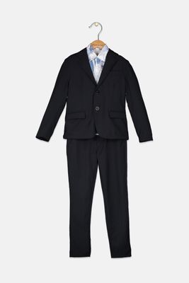 Boys Set of 3 Printed Suit Midnight/Light Blue/White Boys Set of 3 Printed Suit Midnight/Light Blue/White