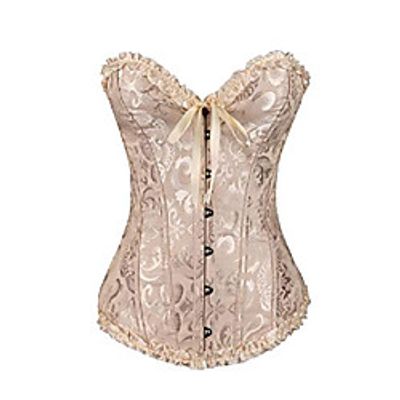 Corset Women's Plus Size Bustiers Corsets Casual Overbust Corset Tummy Control Push Up Jacquard Abstract Flower Hook  Eye Lace Up Nylon Polyester Cotton Halloween Wedding Party Birthday miniinthebox