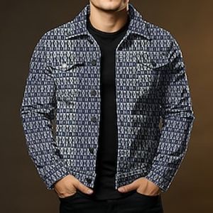 Men's Denim Jacket Casual Jacket Outdoor Daily Wear Warm Button Pocket Spring   Fall Sign Fashion Streetwear Lapel Short Black Blue Jacket Lightinthebox