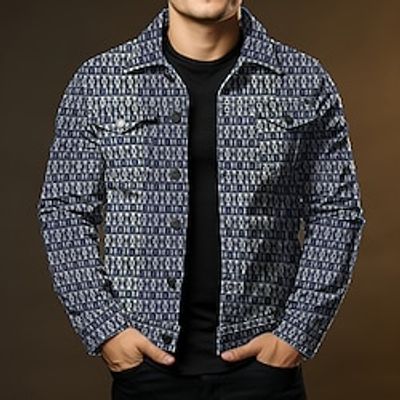 Men's Denim Jacket Casual Jacket Outdoor Daily Wear Warm Button Pocket Spring   Fall Sign Fashion Streetwear Lapel Short Black Blue Jacket Lightinthebox