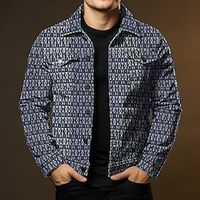 Men's Denim Jacket Casual Jacket Outdoor Daily Wear Warm Button Pocket Spring   Fall Sign Fashion Streetwear Lapel Short Black Blue Jacket Lightinthebox - thumbnail