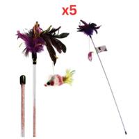 Nutrapet Flying Mouse Cat Wand Toy For Cat (Pack Of 5)