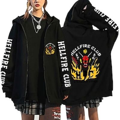 Inspired by Stranger Things Eleven Hellfire Club Eddie Munson Anime Cartoon 100% Polyester Anime Graphic Street Style Outerwear For Men's  Women's  Couple's Lightinthebox