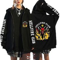 Inspired by Stranger Things Eleven Hellfire Club Eddie Munson Anime Cartoon 100% Polyester Anime Graphic Street Style Outerwear For Men's  Women's  Couple's Lightinthebox - thumbnail