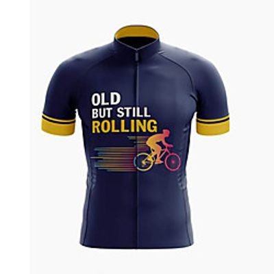 21Grams Men's Short Sleeve Cycling Jersey Summer Spandex Polyester Dark Blue Bike Jersey Top Mountain Bike MTB Road Bike Cycling Quick Dry Moisture Wicking Breathable Sports Clothing Apparel Lightinthebox