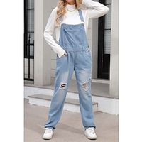 Women's Straight Full Length Denim Pocket Active Casual Street Going out Dark Blue Light Blue S M Summer Spring   Fall Lightinthebox - thumbnail