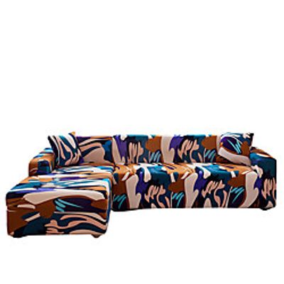 Colorful Print Dustproof All-powerful Slipcovers Stretch L Shape Sofa Cover Super Soft Fabric Couch Cover Sofa Furniture Protector With One Free Boster Case Lightinthebox