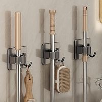 Gun Gray Mop Wall Hanging Clip Hook Bathroom Non Punching Multifunctional Wall Stainless Steel Broom Fixed Hanger Lightinthebox - thumbnail