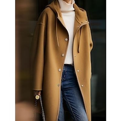 Women's Overcoat Long Coat Single Breasted Lapel Trench Coat Warm Winter Coat with Pocket Casual Hooded Street Outerwear Long Sleeve Fall Lightinthebox Women's Overcoat Long Coat Single Breasted Lapel Trench Coat Warm Winter Coat with Pocket Casual Hooded Street Outerwear Long Sleeve Fall Lightinthebox