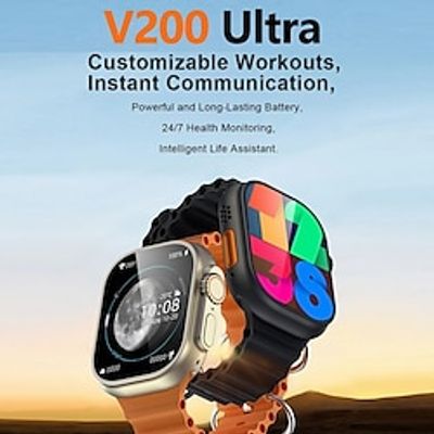V200 Ultra Smart Watch 2.01 inch Smartwatch Fitness Running Watch Bluetooth Pedometer Call Reminder Fitness Tracker Compatible with Android iOS Women Men Long Standby Hands-Free Calls Waterproof IP 67 miniinthebox