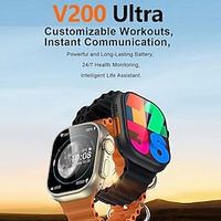 V200 Ultra Smart Watch 2.01 inch Smartwatch Fitness Running Watch Bluetooth Pedometer Call Reminder Fitness Tracker Compatible with Android iOS Women Men Long Standby Hands-Free Calls Waterproof IP 67 miniinthebox
