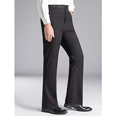 Men's Dress Pants Flared Pants Trousers Suit Pants Pocket Stripe Comfort Breathable Outdoor Daily Going out Fashion Casual Black Dark Blue miniinthebox