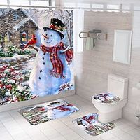 Cute Snowman Pattern Shower Curtain With Hooks, Waterproof And Mildew-Proof Bath Curtain, Christmas Bathroom Decor Accessories, 70.870.8in Christmas Decorations Thanksgiving Gift 2023 miniinthebox - thumbnail