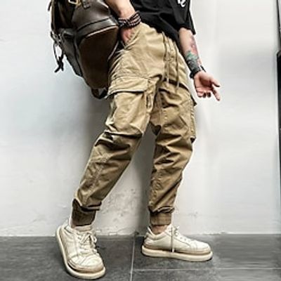 Men's Cargo Pants Cargo Trousers Pocket Drawstring Elastic Waist Plain Comfort Breathable Outdoor Daily Going out Fashion Casual Black Army Green Lightinthebox
