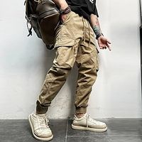 Men's Cargo Pants Cargo Trousers Pocket Drawstring Elastic Waist Plain Comfort Breathable Outdoor Daily Going out Fashion Casual Black Army Green Lightinthebox - thumbnail