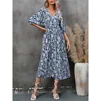 Women's Casual Dress A Line Dress Floral Print V Neck Midi Dress Stylish Daily Date Half Sleeve Summer Lightinthebox