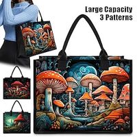 Women's Handbag Tote Boston Bag Mushroom pattern Polyester Shopping Daily Travel Print Large Capacity Foldable Lightweight Plant Green miniinthebox