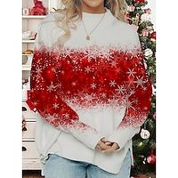 Women's Pullover Sweater Jumper Jumper Fuzzy Knit Regular Oversized Snowflake Crew Neck Casual Soft Date Weekend Fall Winter Red Blue S M L Lightinthebox - thumbnail