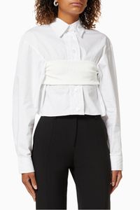 Bandeau Cropped Shirt in Cotton Poplin