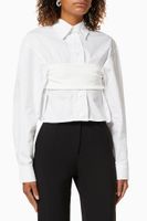 Bandeau Cropped Shirt in Cotton Poplin - thumbnail