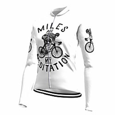 21Grams Women's Long Sleeve Cycling Jersey Spandex White Floral Botanical Bike Top Mountain Bike MTB Road Bike Cycling Quick Dry Moisture Wicking Sports Clothing Apparel / Stretchy / Athleisure miniinthebox