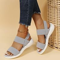 Women's Sandals Flat Sandals Plus Size Office Daily Indoor Flat Heel Open Toe Sporty Casual Minimalism Elastic Fabric Elastic Band Solid Color Black Pink Grey Lightinthebox - thumbnail