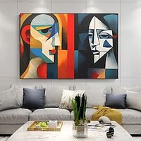 Original Wall Art Painting Abstract Handpainted Colorful Face Figures Unique Modern Painting Large Canvas Home/Office Room Decor Gift No Frame miniinthebox