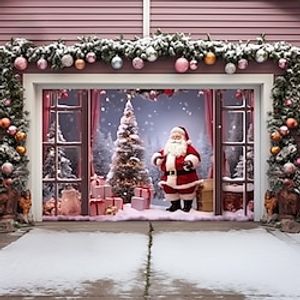 Christmas Outdoor Garage Door Cover Santa Gifts Xmas Door Banner Party Large Door Mural Christmas Backdrop Decoration for Holiday Home Wall Decorations Lightinthebox