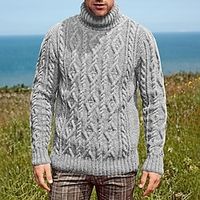 Men's Sweater Pullover Sweater Jumper Turtleneck Sweater Knit Knitted Turtleneck Clothing Apparel Winter Fall Blue Army Green S M L miniinthebox - thumbnail