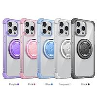 Phone Case For iPhone 15 Pro Max iPhone 14 13 12 Pro Max Plus Back Cover Ring Holder Transparent Magnetic Retro TPU Lightinthebox