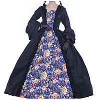 Maria Antonietta Retro Vintage Rococo 18th Century Vacation Dress Dress Masquerade Prom Dress Women's Satin Costume Black Vintage Cosplay Party Prom Long Sleeve Floor Length Ball Gown Plus Size miniinthebox - thumbnail