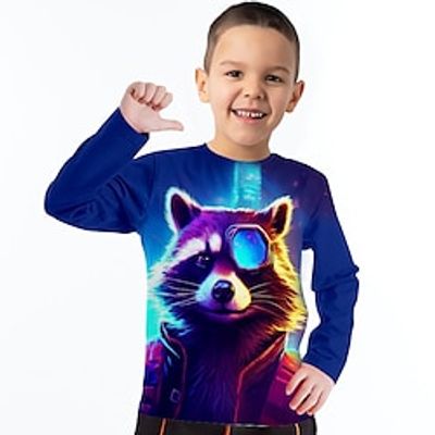 Boys 3D Bear Tee Shirt Long Sleeve 3D Print Fall Winter Sports Fashion Streetwear Polyester Kids 3-12 Years Crew Neck Outdoor Casual Daily Regular Fit miniinthebox