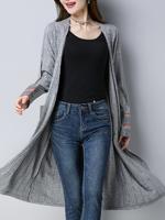Casual Embroidery Knit Long Cardigan