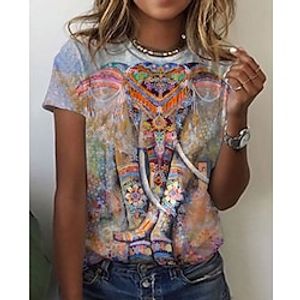 Women's T shirt Tee Orange Graphic Print Short Sleeve Daily Weekend Basic Round Neck Regular Painting S miniinthebox