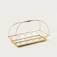 Decorative Metal Basket with Mirror Top and Handle