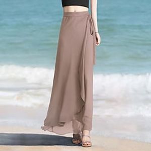 Women's Skirt Long Skirt Maxi Chiffon Black khaki Skirts Split Ends Fashion Vacation Beach S M L miniinthebox