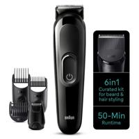 Braun All-In-One Style Kit Series 3, 6-In-1 Curated Kit For Beard & Hair Styling With 50-Min Runtime, Ultra-Sharp Blade, Black - MGK 3410