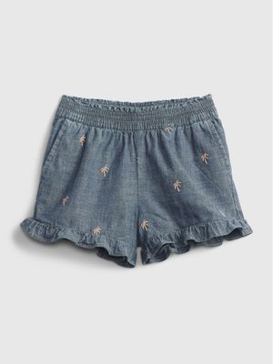 Toddler Chambray Ruffle Pull-On Shorts Toddler Chambray Ruffle Pull-On Shorts
