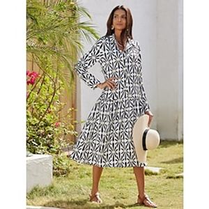 Women's Geometic Floral Print Casual Casual White S M L Lightinthebox