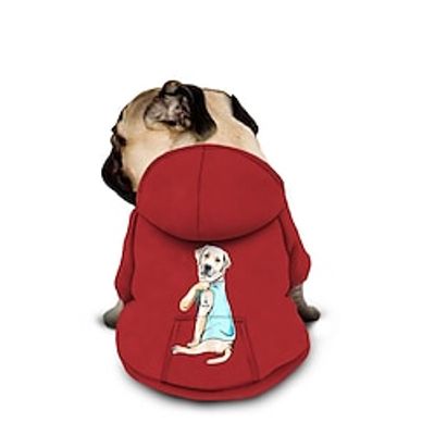 I LOVE MOM Dog Hoodie With Letter Print Text memes Dog Sweaters for Large Dogs Dog Sweater Solid Soft Brushed Fleece Dog Clothes Dog Hoodie Sweatshirt with Pocket Lightinthebox
