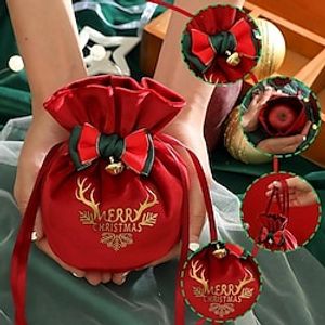 5pcs Santa Velvet Gift Bag Candy Apple Handle Bag Christmas Tree Decoration, Family Table New Year Christmas Gifts miniinthebox