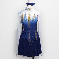 21Grams Figure Skating Dress Women's Girls' Ice Skating Dress Dark Blue Patchwork Asymmetric Hem Spandex High Elasticity Competition Skating Wear Crystal  Rhinestone Long Sleeve Ice Skating Figure Lightinthebox - thumbnail