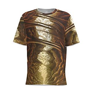 Men's T shirt 3D Print Graphic Patchwork Short Sleeve Daily Tops Basic Brown miniinthebox