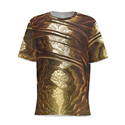 Men's T shirt 3D Print Graphic Patchwork Short Sleeve Daily Tops Basic Brown miniinthebox