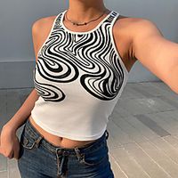 Women's Tank Top Crop Top Tee  T-shirt Crop Top Crew Neck Cotton Sport Athleisure Top Sleeveless Breathable Soft Comfortable Everyday Use Casual Daily Outdoor Exercising  Summer Lightinthebox - thumbnail