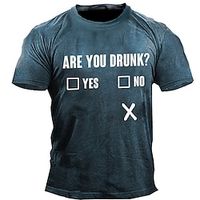 Graphic Are You Drunk Designer Retro Vintage Street Style Men's 3D Print T shirt Tee Sports Outdoor Holiday Going out T shirt Blue Army Green Dark Blue Short Sleeve Crew Neck Shirt Spring  Summer Lightinthebox - thumbnail